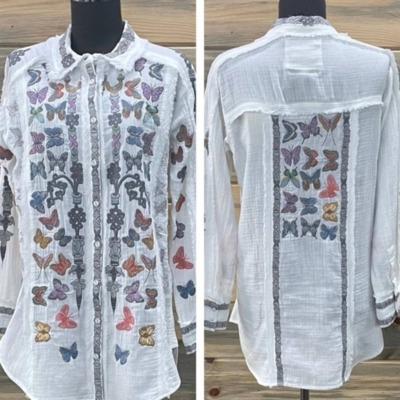 Johnny Was Tops - Johnny Was heavily embroidered TALIA TUNIC NWT oversized